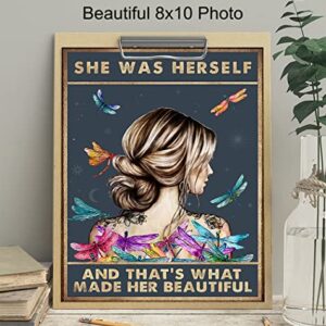 Inspirational Positive Quotes Wall Art & Decor - Encouragement Gifts for Women, Teens, Girls - Motivational Sayings Posters - Dragonfly Boho Decor - Hippie Bohemian Decor - Positive Affirmations