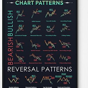 Candlestick Pattern Poster for Trader - Stock Market, Forex Trading Charts - Wall Street Artwork Home Office Decor - 16x24 Inches (No Frame)