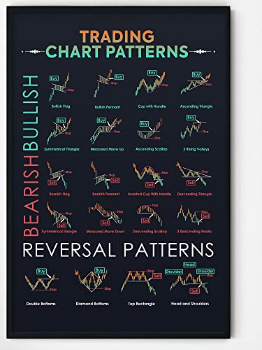 Candlestick Pattern Poster for Trader - Stock Market, Forex Trading Charts - Wall Street Artwork Home Office Decor - 16x24 Inches (No Frame)