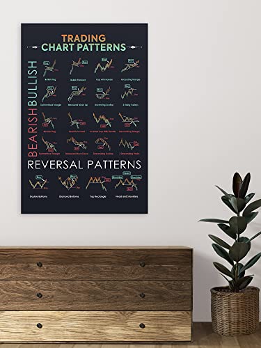 Candlestick Pattern Poster for Trader - Stock Market, Forex Trading Charts - Wall Street Artwork Home Office Decor - 16x24 Inches (No Frame)