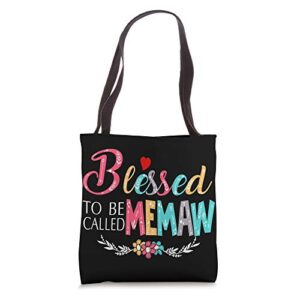 blessed to be called memaw, grandma colorful tote bag