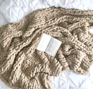 inndun chunky knit blanket throw (40×60 inches) handwoven interior decoration gift sofa beige