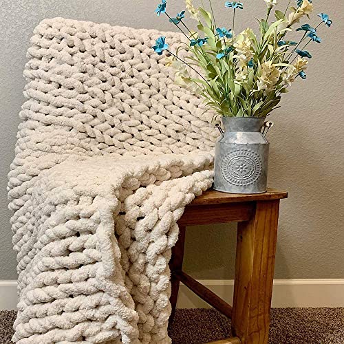 INNDUN Chunky Knit Blanket Throw (40x60 inches) Handwoven Interior Decoration Gift Sofa Beige