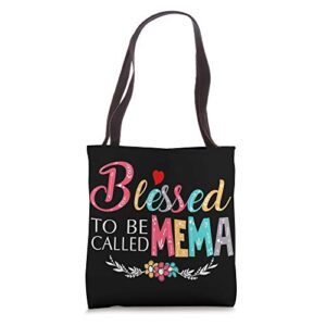 blessed to be called mema colorful-grandma gift tote bag