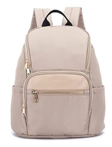 kah&kee backpack purse for women medium size with multi-pocket nylon water-resistant (beige)
