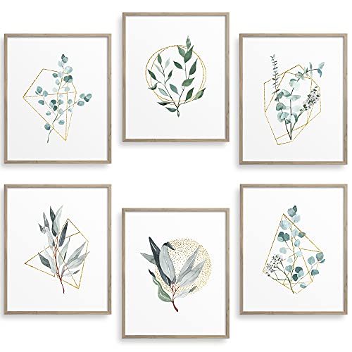 RYVE Botanical Wall Art - Set of 6 Botanical Prints - Art Prints, Plant Wall Decor, Eucalyptus Wall Decor, Plant Wall Art Prints, Green Wall Art Decor, Plant Prints, Leaf Wall Art (8x10 - UNFRAMED)