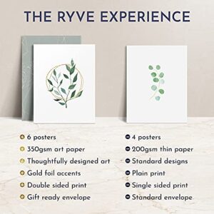 RYVE Botanical Wall Art - Set of 6 Botanical Prints - Art Prints, Plant Wall Decor, Eucalyptus Wall Decor, Plant Wall Art Prints, Green Wall Art Decor, Plant Prints, Leaf Wall Art (8x10 - UNFRAMED)