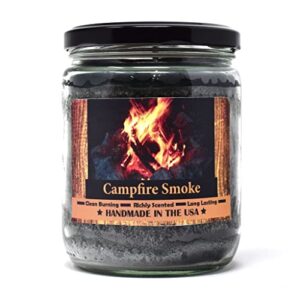 campfire smoke scented jar candle – highly scented – made with plant based wax – handmade in the usa – candeo candle