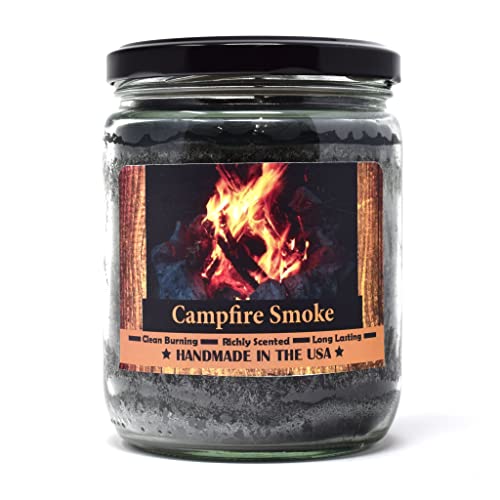 Campfire Smoke Scented Jar Candle - Highly Scented - Made with Plant Based Wax - Handmade in The USA - Candeo Candle