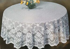 adonisusa tablecloth white lace – 70 inch round with floral pattern for wedding, reception or birthday party