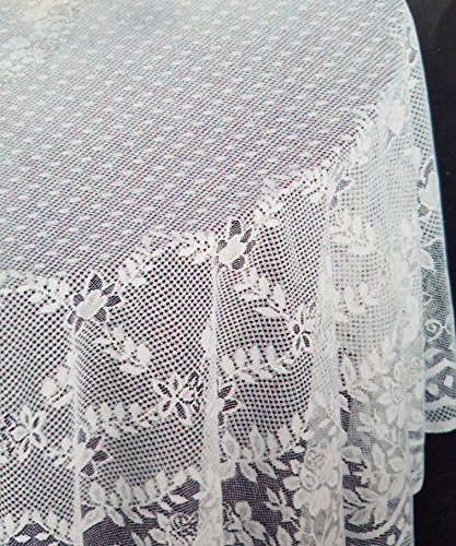 AdonisUSA Tablecloth White Lace - 70 inch Round with Floral Pattern for Wedding, Reception or Birthday Party