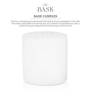 Mottled Pillar Candles by Bask - Triple Wick 6" x 6" Dripless Unscented Holiday Candles in White for Home Decor, Relaxation & All Occasions