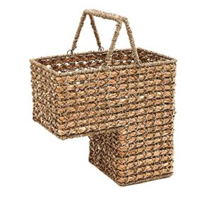 16″ braided rope storage stair basket with handles by trademark innovations (tan)