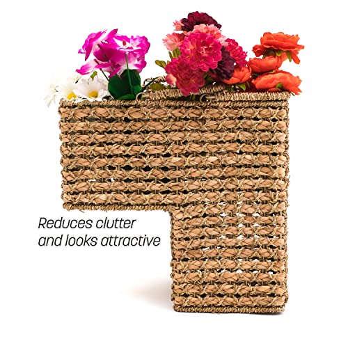 16" Braided Rope Storage Stair Basket With Handles by Trademark Innovations (Tan)