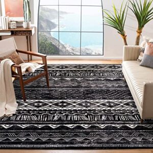 Calore Modern Faux Wool Area Rug Non-Slip Washable Living Room Rug Boho Neutral Indoor Carpet for Bedroom Dining Room (Black and White, 4'x5.3')