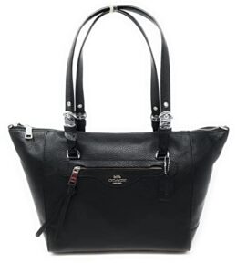 coach women’s kleo caryall shoulder bag (pebble leather – black)