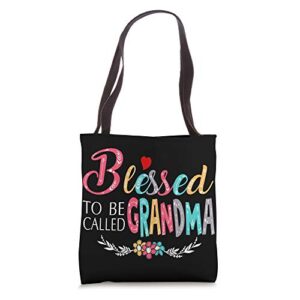 blessed to be called grandma colorful for grandma tote bag