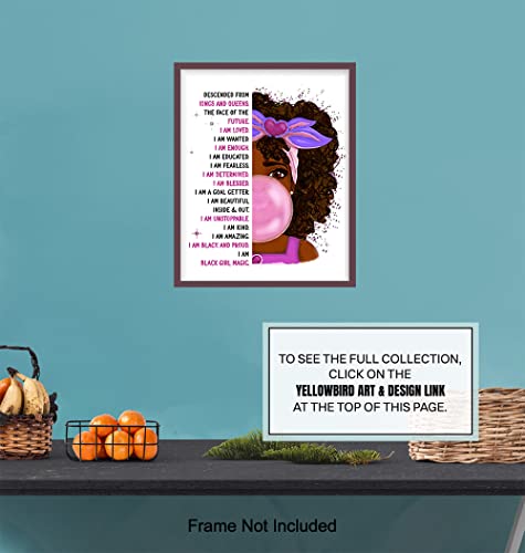 African American Girl Wall Art - Black Art - Inspirational Positive Quotes Wall Decor - Positive Affirmations Poster - Pink Little Girls Bedroom Decor - Toddler Girls Room Decor - Black Girl Magic