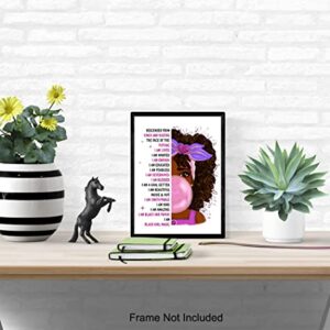 African American Girl Wall Art - Black Art - Inspirational Positive Quotes Wall Decor - Positive Affirmations Poster - Pink Little Girls Bedroom Decor - Toddler Girls Room Decor - Black Girl Magic