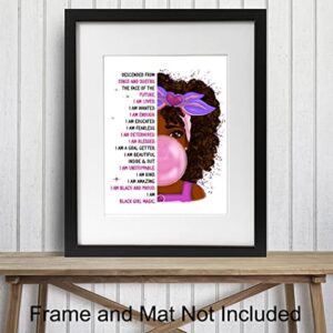 African American Girl Wall Art - Black Art - Inspirational Positive Quotes Wall Decor - Positive Affirmations Poster - Pink Little Girls Bedroom Decor - Toddler Girls Room Decor - Black Girl Magic