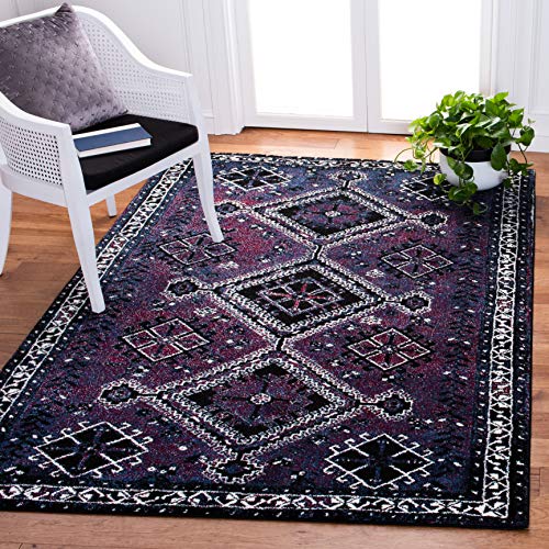 SAFAVIEH Vintage Hamadan Collection 2'7" x 5' Purple/Black VTH293V Oriental Distressed Non-Shedding Entryway Living Room Foyer Bedroom Kitchen Accent Rug