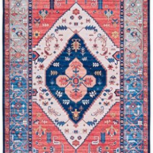 SAFAVIEH Tucson Collection Machine Washable Slip Resistant 5' x 8' Rust/Blue TSN133P Vintage Persian Medallion Living Room Dining Bedroom Area Rug