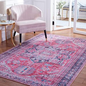 safavieh serapi collection machine washable 5’3″ x 7’7″ navy/red sep389n boho chic living room dining bedroom area rug