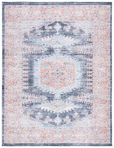 SAFAVIEH Serapi Collection Machine Washable 6'7" x 9' Terracotta/Blue SEP382P Boho Chic Living Room Dining Bedroom Area Rug