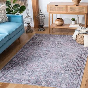 safavieh serapi collection machine washable 4′ x 6′ grey/pink sep584f boho chic entryway living room foyer bedroom accent rug