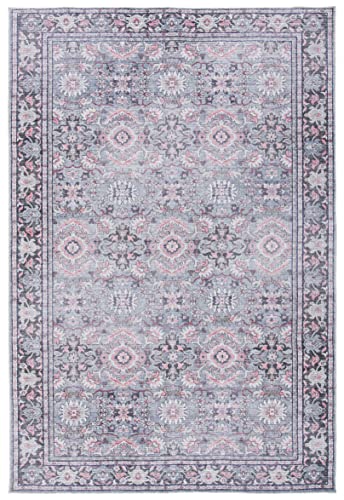 SAFAVIEH Serapi Collection Machine Washable 4' x 6' Grey/Pink SEP584F Boho Chic Entryway Living Room Foyer Bedroom Accent Rug