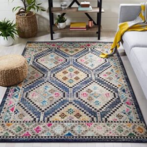 safavieh madison collection 6′ x 9′ navybeige mad481n boho non-shedding living room dining bedroom area rug