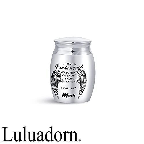 Luluadorn Mini Urn for Ashes Mother Women I Have a Guardian Angel Watching Over Me from Heaven I Call Her Mom