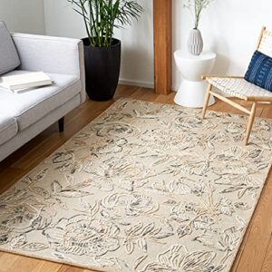 safavieh trace collection 4′ x 6′ beige/grey trc803b handmade medallion premium wool entryway living room foyer bedroom accent rug