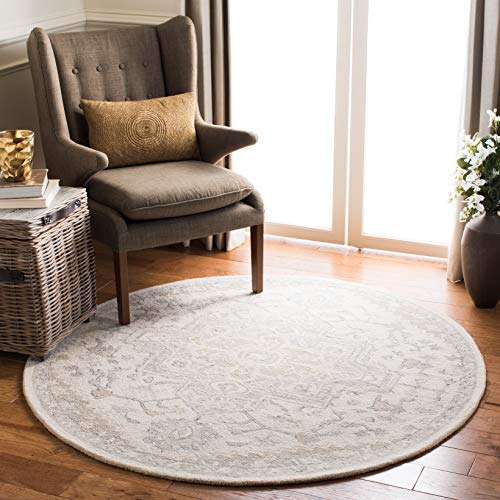 SAFAVIEH Micro-Loop Collection 9' Round IvoryBeige MLP503B Handmade Shabby Chic Medallion Premium Wool Entryway Foyer Living Room Bedroom Kitchen Area Rug