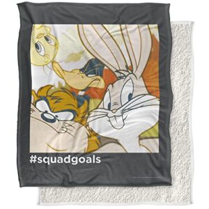 looney tunes blanket, 50″x60″, squad goals sherpa back super soft throw