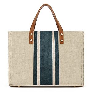 Karani Canvas Tote Bag for Women,Girl's Fashion Shoulder Bag,100% Natural Jute Fiber Crossbody bag for Work Shopping Travel