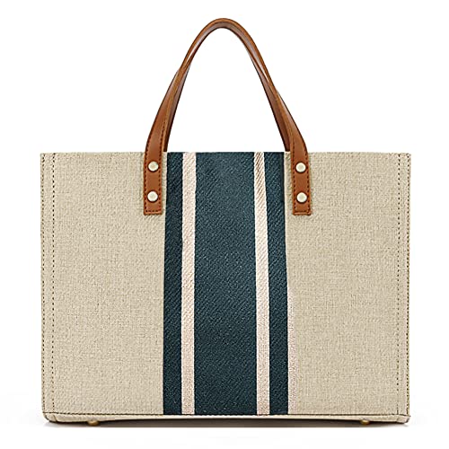 Karani Canvas Tote Bag for Women,Girl's Fashion Shoulder Bag,100% Natural Jute Fiber Crossbody bag for Work Shopping Travel