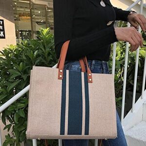 Karani Canvas Tote Bag for Women,Girl's Fashion Shoulder Bag,100% Natural Jute Fiber Crossbody bag for Work Shopping Travel