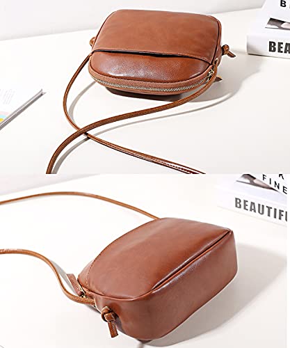 natyrlpog Crossbody Bag for Women Small, Cute Leather MINI Shoulder Purses, Fashion Messenger Phone Bag (brown)