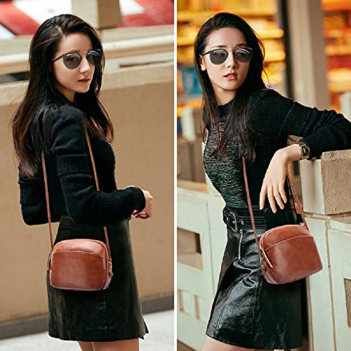 natyrlpog Crossbody Bag for Women Small, Cute Leather MINI Shoulder Purses, Fashion Messenger Phone Bag (brown)