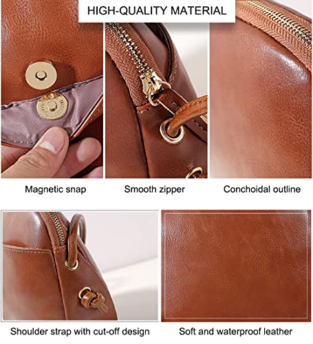 natyrlpog Crossbody Bag for Women Small, Cute Leather MINI Shoulder Purses, Fashion Messenger Phone Bag (brown)