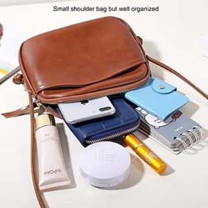 natyrlpog Crossbody Bag for Women Small, Cute Leather MINI Shoulder Purses, Fashion Messenger Phone Bag (brown)