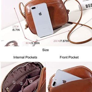 natyrlpog Crossbody Bag for Women Small, Cute Leather MINI Shoulder Purses, Fashion Messenger Phone Bag (brown)