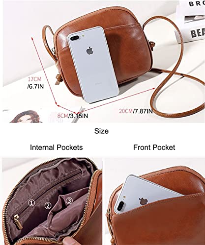 natyrlpog Crossbody Bag for Women Small, Cute Leather MINI Shoulder Purses, Fashion Messenger Phone Bag (brown)