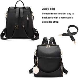 Backpack Purse for Women PU Leather Waterproof Casual Travel Cute Shoulder Bag for Ladies