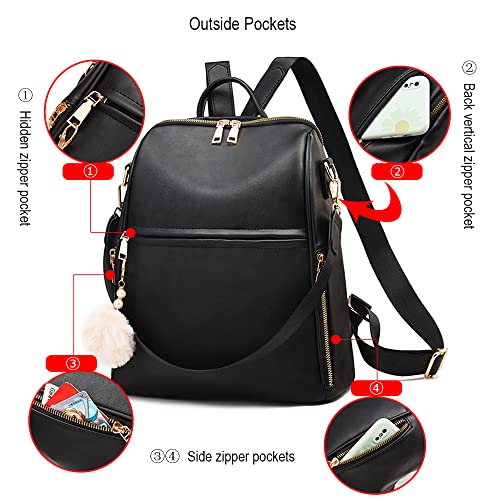 Backpack Purse for Women PU Leather Waterproof Casual Travel Cute Shoulder Bag for Ladies