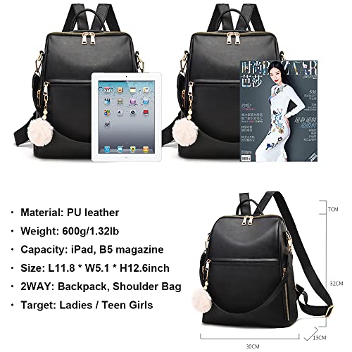 Backpack Purse for Women PU Leather Waterproof Casual Travel Cute Shoulder Bag for Ladies