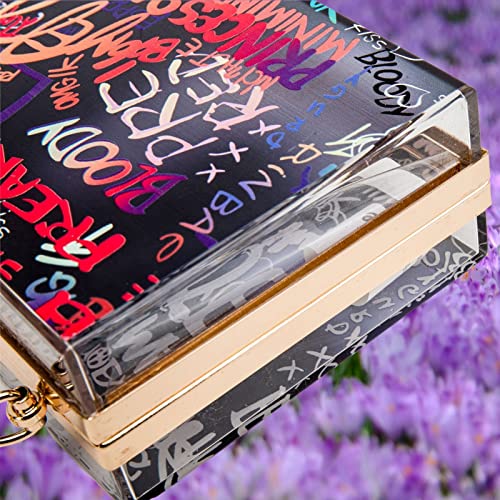 Ladies Purses Graffiti Cross Body Purse for Women Acrylic Clutch Trendy Clear Evening Bag for Wedding Cocktail Party Prom Blue