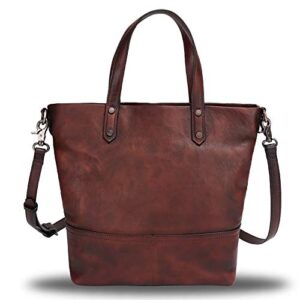 genuine leather satchel purses handbags for women top handle bags lady crossbody shoulder tote bags (coffee)