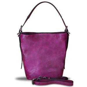 genuine leather shoulder bag purses handbags for women top handle satchel bags lady crossbody shoulder tote bags (purple)